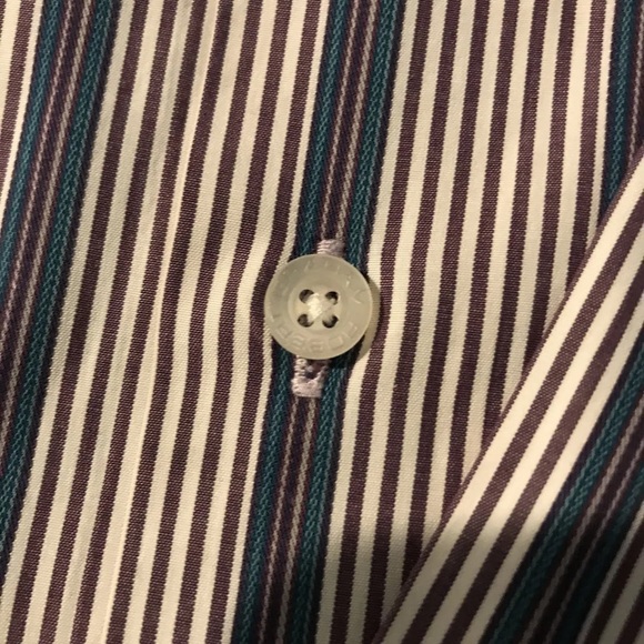 Robert Graham Dress Shirt Stripes Embroidered Purple Flower Flip Cuff Men Size L - Picture 11 of 12